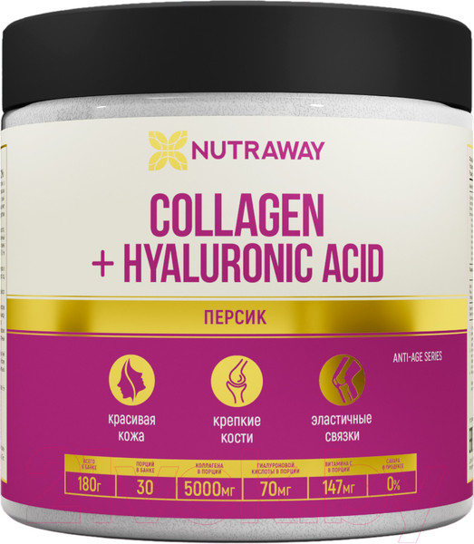 Изображение товара Коллаген Nutraway + Hyaluronic Acid (180г, персик)