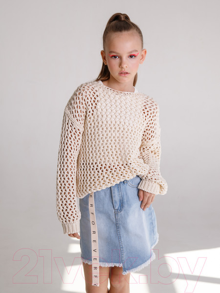 Изображение товара Джемпер детский Amarobaby Knit Trend / AB-OD21-KNITT2602/33-134 (молочный, р.134)