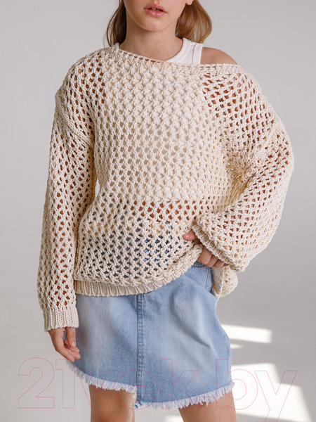 Изображение товара Джемпер детский Amarobaby Knit Trend / AB-OD21-KNITT2602/33-134 (молочный, р.134)