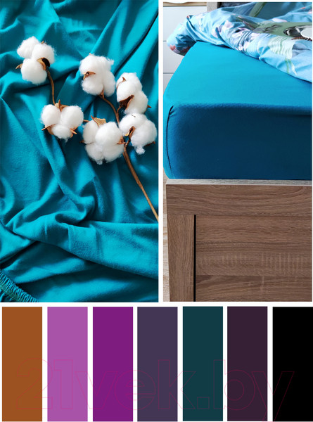 Изображение товара Простыня Luxsonia Трикотаж на резинке 120x200 / Мр0010-13 (морская волна)