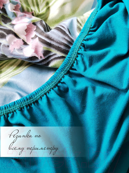 Изображение товара Простыня Luxsonia Трикотаж на резинке 120x200 / Мр0010-13 (морская волна)