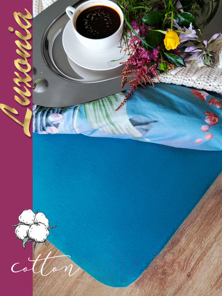 Изображение товара Простыня Luxsonia Трикотаж на резинке 120x200 / Мр0010-13 (морская волна)