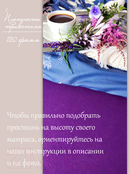 Изображение товара Простыня Luxsonia Трикотаж на резинке 120x200 / Мр0010-16 (баклажан)