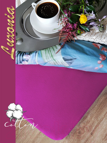 Изображение товара Простыня Luxsonia Трикотаж на резинке 120x200 / Мр0010-18 (фуксия)