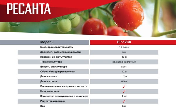 Изображение товара Опрыскиватель аккумуляторный Ресанта SP-12СК (70/13/40)