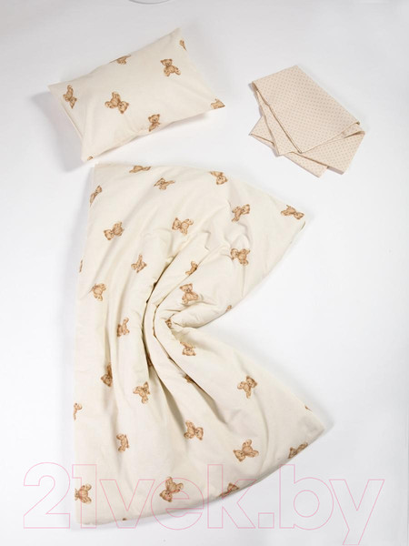 Изображение товара Комплект постельный для малышей Ночь нежна Тедди Стандарт Бязь 40x60 / 10480-1+10488-1