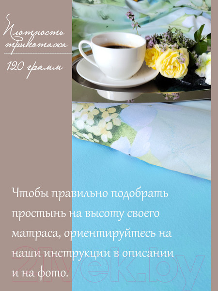 Изображение товара Простыня Luxsonia Трикотаж на резинке 120x200 / Мр0010-9 (бирюзовый)