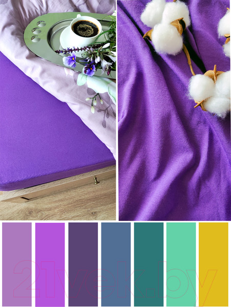 Изображение товара Простыня Luxsonia Трикотаж на резинке 120x200 / Мр0010-11 (фиолетовый)