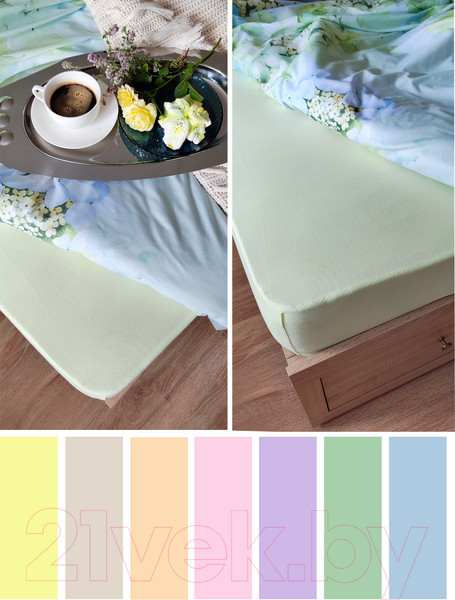 Изображение товара Простыня Luxsonia Трикотаж на резинке 200x200 / Мр0010-4 (салатовый)