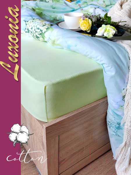 Изображение товара Простыня Luxsonia Трикотаж на резинке 200x200 / Мр0010-4 (салатовый)