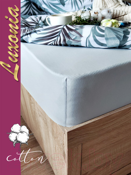 Изображение товара Простыня Luxsonia Трикотаж на резинке 200x200 / Мр0010-10 (светло-серый)