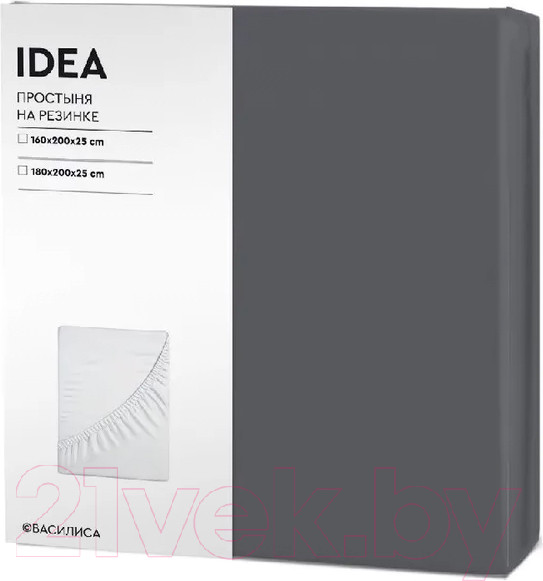 Изображение товара Простыня ВАСИЛИСА Idea на резинке 180x200x25/ 273987 (графит)