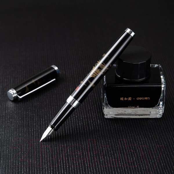 Изображение товара Ручка перьевая Deli S168 (черный, с флаконом чернил)