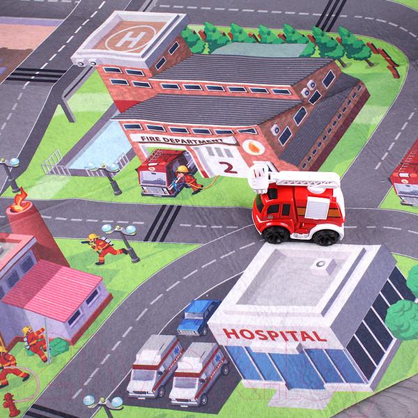 Изображение товара Игровой коврик Darvish С машинкой Пожарники / SR-T-1357