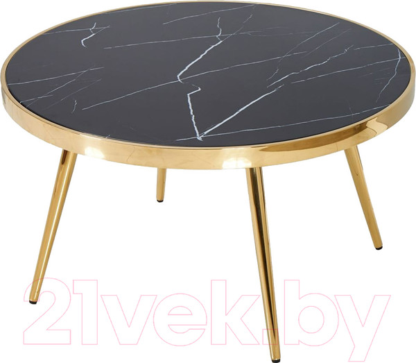 Изображение товара Журнальный столик Stool Group Гелиос 80x80 / ECT-134-TG (черный мрамор/сталь золото)