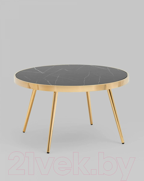 Изображение товара Журнальный столик Stool Group Гелиос 80x80 / ECT-134-TG (черный мрамор/сталь золото)