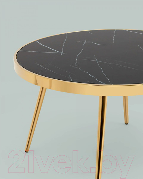 Изображение товара Журнальный столик Stool Group Гелиос 80x80 / ECT-134-TG (черный мрамор/сталь золото)
