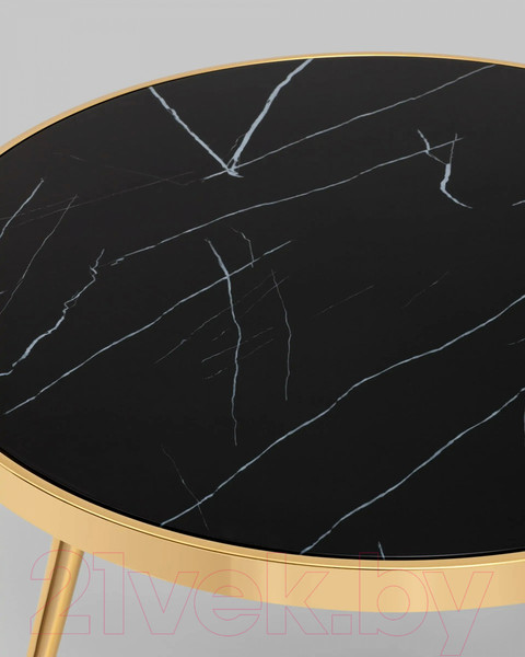 Изображение товара Журнальный столик Stool Group Гелиос 80x80 / ECT-134-TG (черный мрамор/сталь золото)