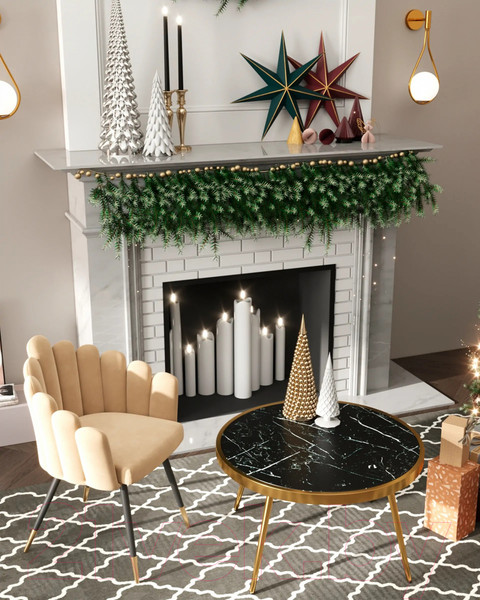 Изображение товара Журнальный столик Stool Group Гелиос 80x80 / ECT-134-TG (черный мрамор/сталь золото)