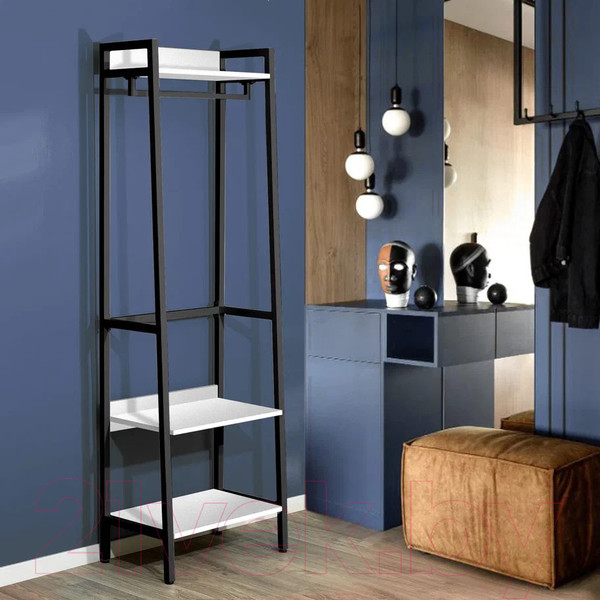 Изображение товара Секция в прихожую Millwood Сканди 6 65x40x200 (белый/металл черный)