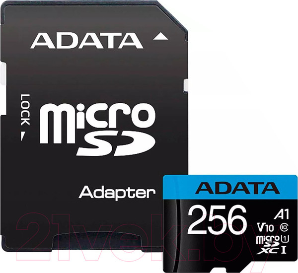 Изображение товара Карта памяти A-data microSDXC 256GB + адаптер (AUSDX256GUICL10A1-RA1)