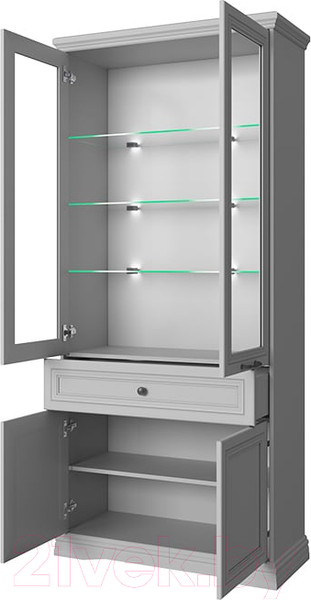 Изображение товара Шкаф с витриной Anrex Valencia 2V2D1SН (серый)