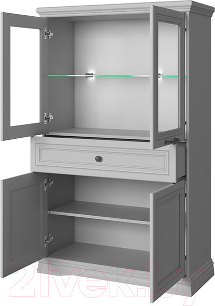 Изображение товара Шкаф с витриной Anrex Valencia 2V2D1S (серый)