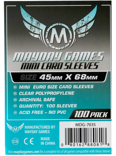 Изображение товара Набор протекторов для игровых карточек Mayday Games Euro Mini / MDG-7035 (100шт, прозрачный)