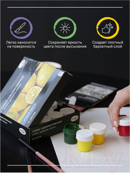 Изображение товара Гуашь ГАММА Старый Мастер / 301220204 (16цв)