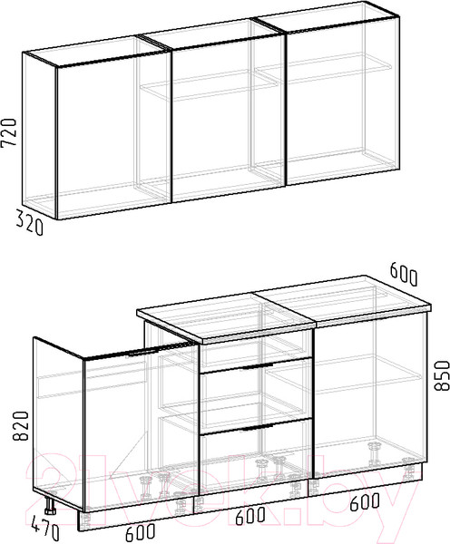 Изображение товара Кухонный гарнитур Интермебель Микс Топ-4 1.8м (белый премиум/венато)