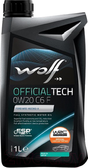 Изображение товара Моторное масло WOLF OfficialTech 0W20 C6 F / 65645/1 (1л)