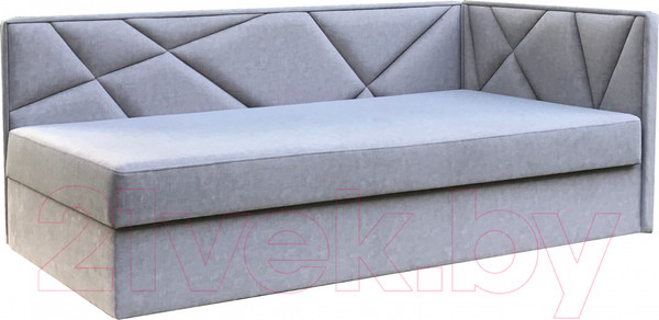 Изображение товара Кровать-тахта Tiolly Леон М-КР-80 с ПМ и нишей для белья угол правый (алия сильвер серый)