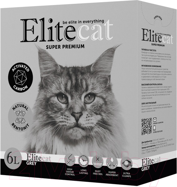 Изображение товара Наполнитель для туалета EliteCat Activated Carbon с активированным углем 2428/EC (6л/5.142кг)