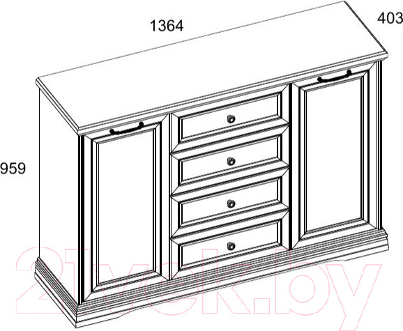 Изображение товара Тумба Anrex Valencia 2D4S (серый)