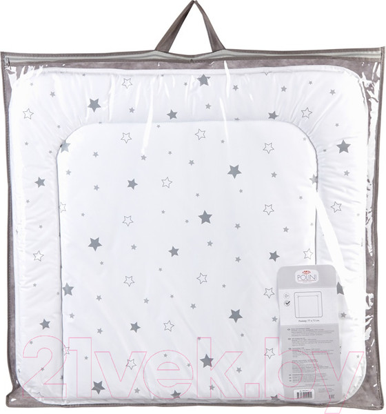 Изображение товара Пеленальный матрас Polini Kids Звездное сияние на комод 77x72 / 0002631-24 (белый/серый)