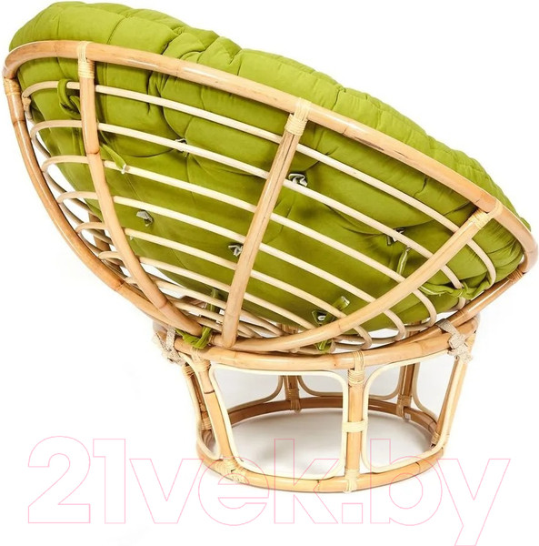Изображение товара Кресло садовое Tetchair Papasan Eco P115-1/SP STD c подушкой, ремешками (натуральный/флок/олива 23)