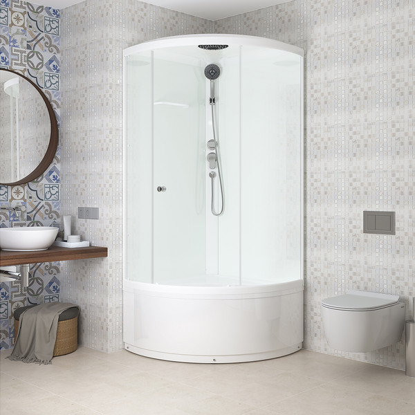 Изображение товара Душевая кабина Domani-Spa Simple 110 High / DS01Sm110HWCl00-V1.2 (белый/прозрачное стекло)