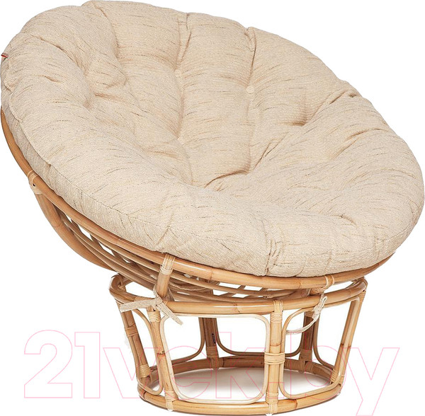 Изображение товара Кресло садовое Tetchair Papasan Eco P115-1/SP STD c подушкой, ремешками (натуральный/ткань старт)