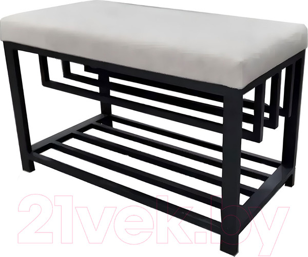 Изображение товара Банкетка Home Loft БА 1 с 2 полками для обуви (светло-серый велюр/черный металл)