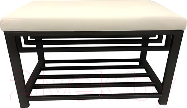 Изображение товара Банкетка Home Loft БА 1 с 2 полками для обуви (светло-серый велюр/черный металл)