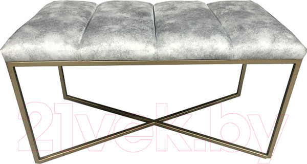 Изображение товара Банкетка Home Loft БА 2 с полкой для обуви (серый перламутровый велюр/золото металл)