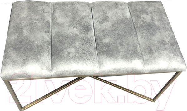 Изображение товара Банкетка Home Loft БА 2 с полкой для обуви (серый перламутровый велюр/золото металл)