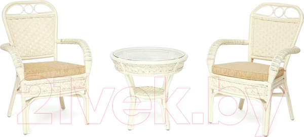 Изображение товара Комплект садовой мебели Tetchair Andrea (ротанг белый)