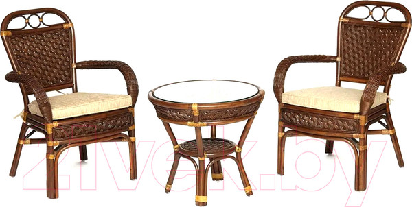 Изображение товара Комплект садовой мебели Tetchair Andrea (ротанг/античный орех)