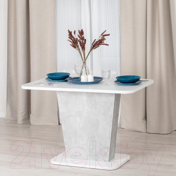 Изображение товара Обеденный стол Tetchair Gent 110-145x686x75.5 (белый/бетон)