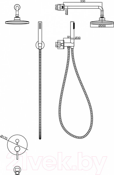 Изображение товара Душевая система со смесителем Maxonor Pure Life PL7187-7