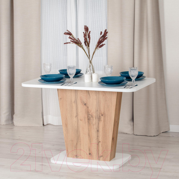 Изображение товара Обеденный стол Tetchair Gent 110-145x686x75.5 (дуб вотан/белый)