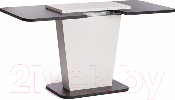Изображение товара Обеденный стол Tetchair Gent 110-145x686x75.5 (мрамор блэк роял/белый)