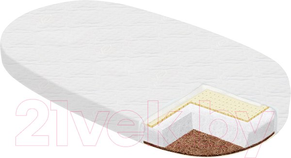 Изображение товара Матрас в кроватку INDIGO Lux Life Aloe 12x75x125 (овал, стеганный трикотаж)