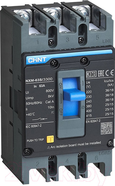 Изображение товара Выключатель автоматический Chint NXM-63S/3P 50A 25кА R / 205888